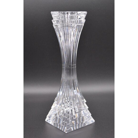 Mikasa Crystal City Lights Art Deco Candle Holder 10" Tall Square Base - Picture 2 of 6